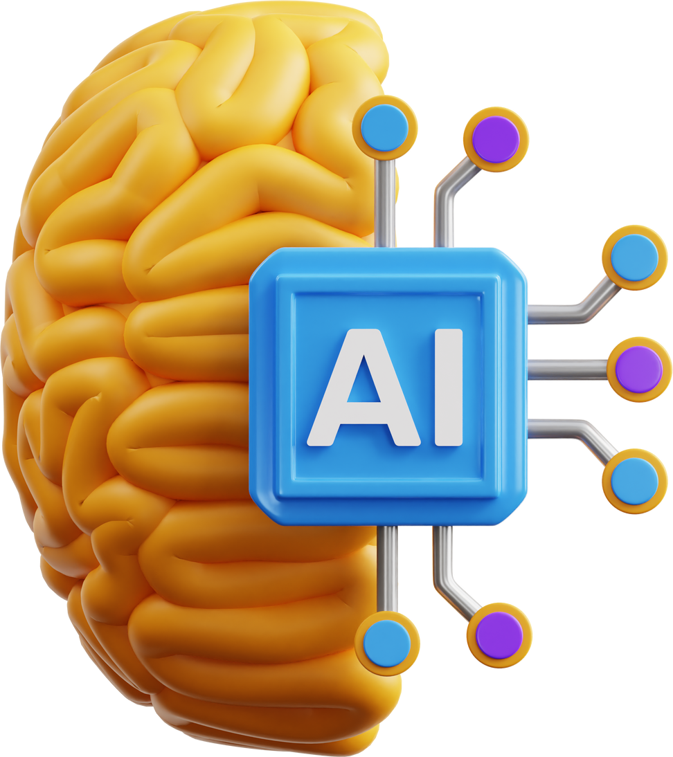 3D Artificial Intelligence Brain Illustration